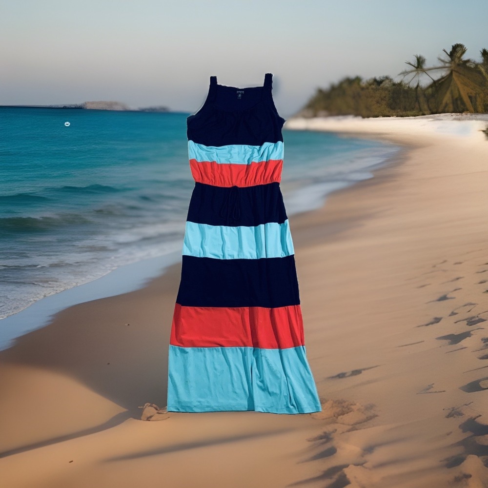 Enfocus Studio Womens Color Block Long Maxi Dress Size 16 Vacation Beauty